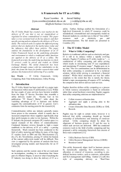 A Framework for IT as a Utility