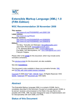 Extensible Markup Language (XML) 1.0 (Fifth Edition) W3C