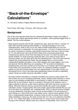 Back-of-the-Envelope&rdquo; Calculations