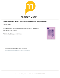 "What Time We Kiss": Michael Field`s Queer Temporalities