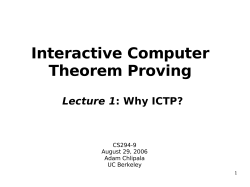 Interactive Computer Theorem Proving