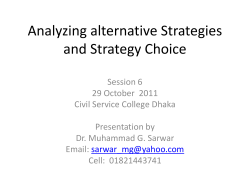 Analyzing alternative Strategies and Strategy Choice