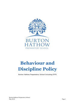 Behaviour and Discipline Policy - Burton Hathow Preparatory School