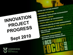 Innovation Project Progress September 2010