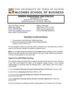 MAN 374 - General Management and Strategy