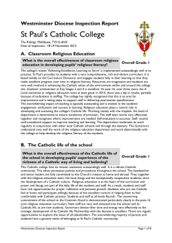 Diocesan Inspection Report - St Paul`s Catholic College