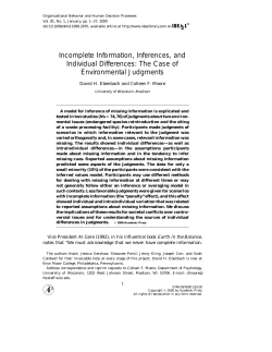 Incomplete Information, Inferences, and Individual Differences: The