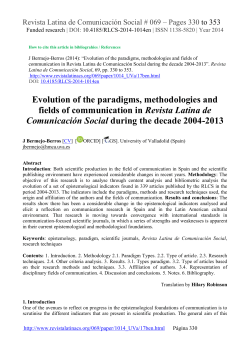 Evolution of the paradigms, methodologies and fields of