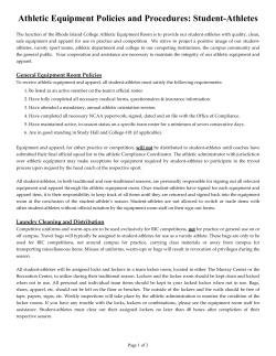 Equipment Room Responsibilities: Student-Athletes