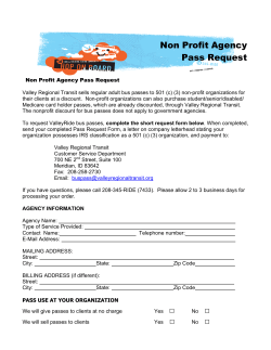 Non Profit Agency Pass Request