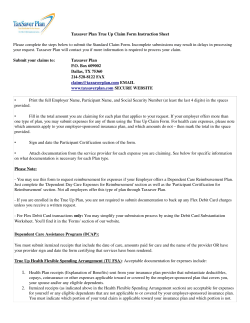Taxsaver Plan True Up Claim Form Instruction Sheet Please