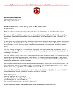 CCSF Football One Game Away from State Title Game