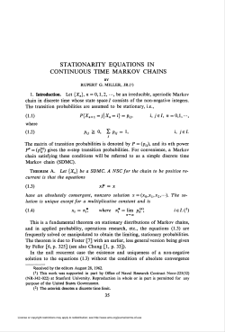 stationarity equations in continuous time markov chains