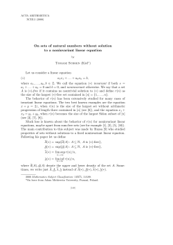 On sets of natural numbers without solution to a noninvariant linear