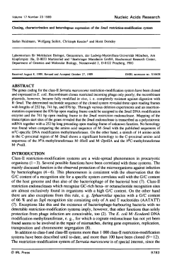 Cloning, characterization and heterologous expression of the Sma I