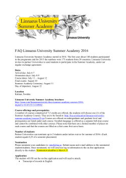 FAQ Linnaeus University Summer Academy 2016