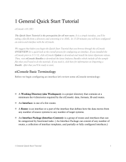 1 General Quick Start Tutorial