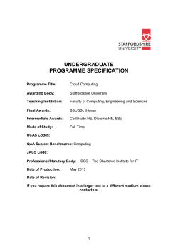 Proposal to Consider Revisions to Programme Specifications