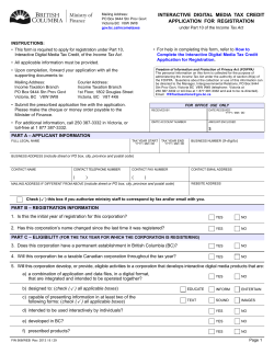 Form: FIN 568 Interactive Digital Media Tax Credit Application for