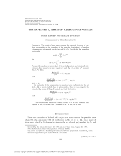 THE EXPECTED Lp NORM OF RANDOM POLYNOMIALS 1