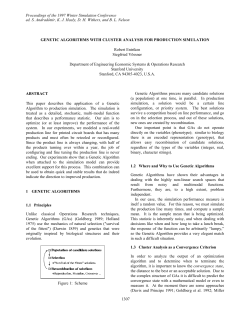 Genetic Algorithms for Cluster Analysis for Production Simulation 1