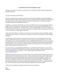 S2. Informed consent form (English version) I declare my consent to