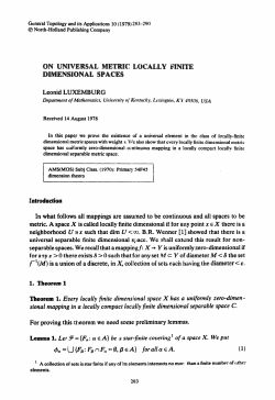 Leonid LUXEMBURG t`ntroduction In what follows all mappings are