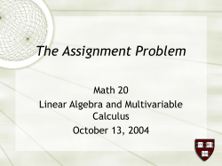 The Assignment Problem - Harvard Mathematics Department