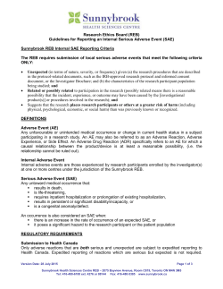 Guidelines for Reporting Internal SAE