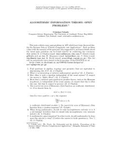 algorithmic information theory: open problems 1