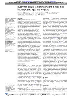 Dupuytren disease is highly prevalent in male field hockey players