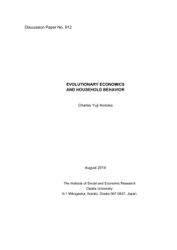Discussion Paper No. 912 EVOLUTIONARY ECONOMICS AND