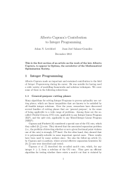 Alberto Caprara`s Contribution to Integer Programming