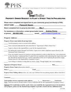 property owner request to plant a street tree in philadelphia