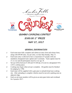 GUMBO COOKING CONTEST $500.00 1ST PRIZE MAY 27, 2017