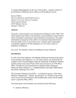 Privatization of Healthcare in Malaysia