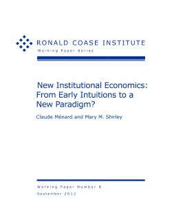 New Institutional Economics - The Ronald Coase Institute