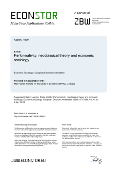 Performativity, neoclassical theory and economic sociology