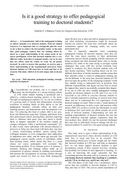 Is it a good strategy to offer pedagogical training to doctoral students?