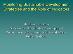 Monitoring Sustainable Development Strategies and the Role of