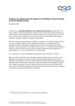 Guidance to Applications for Approval of Member Firms