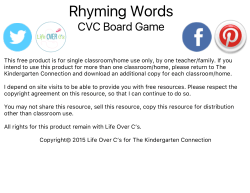 Rhyming Words Board Game - The Kindergarten Connection