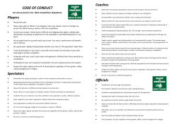 CODE OF CONDUCT Players Spectators Coaches Officials
