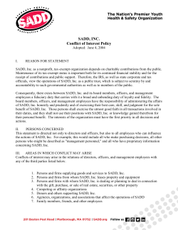 SADD, INC. Conflict of Interest Disclosure Statement