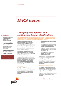 IASB proposes deferral and continues to look at clarifications