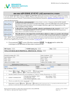 IRB Adverse Event Reporting Form
