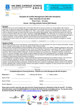 (Win-Win Discipline) Date: Saturday 22 July 2017 Time: 9 am &ndash; 12
