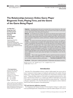 The Relationships between Online Game Player Biogenetic Traits