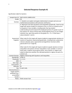 1 Selected Response Example #1 Specification table for teachers
