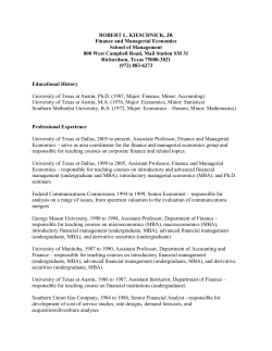 ROBERT L. KIESCHNICK, JR Finance and Managerial Economics